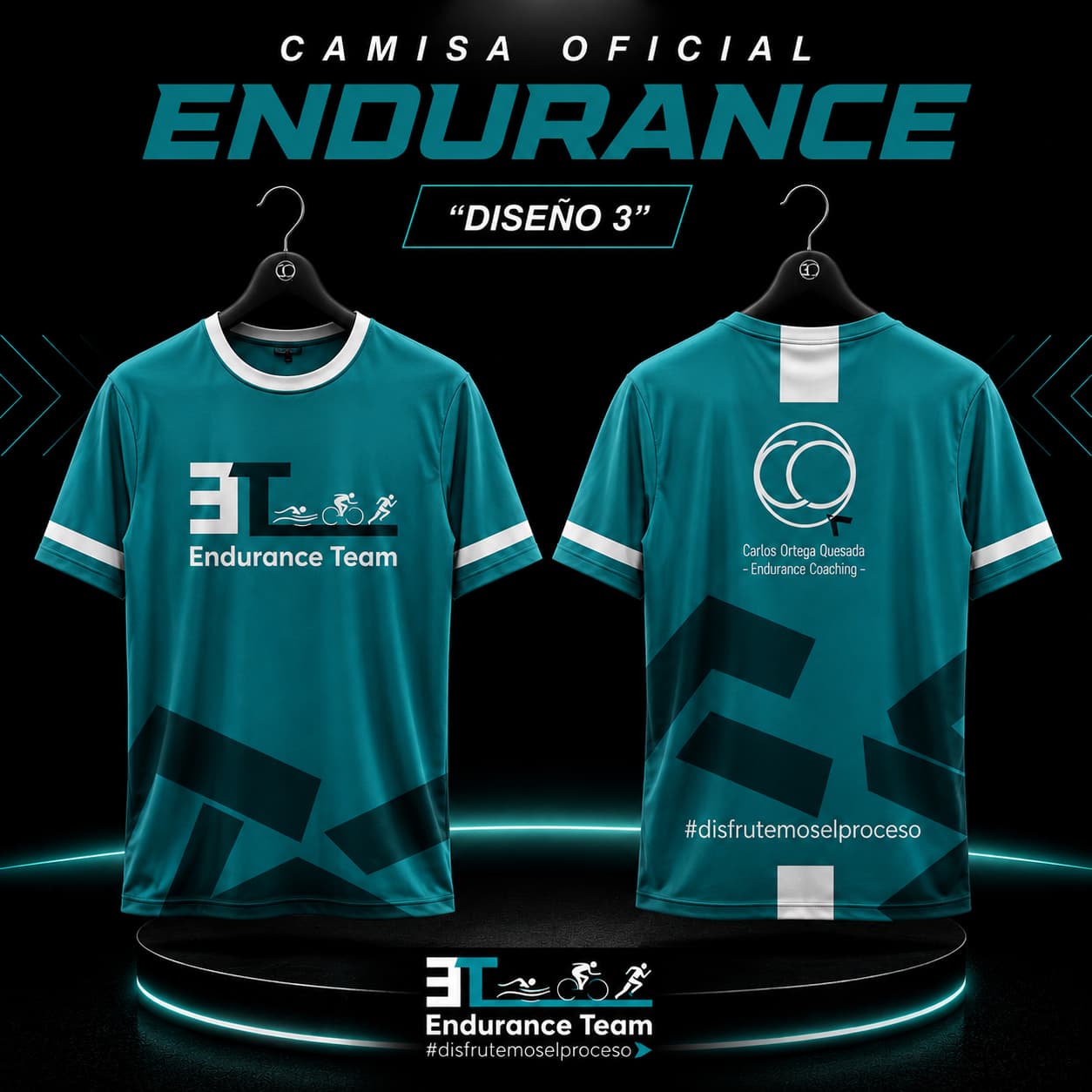 Camisa Endurance Team, Diseño 3, verde azulado con logo del equipo