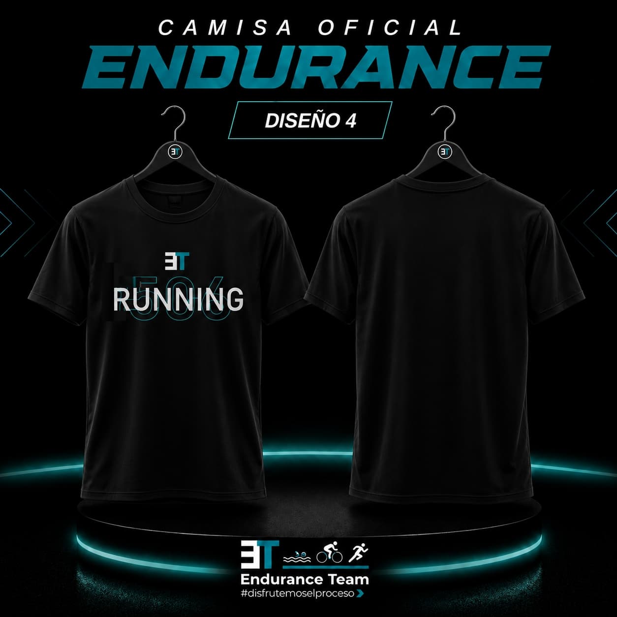 Camisa Endurance Team, Diseño 4, negro minimalista Running 506