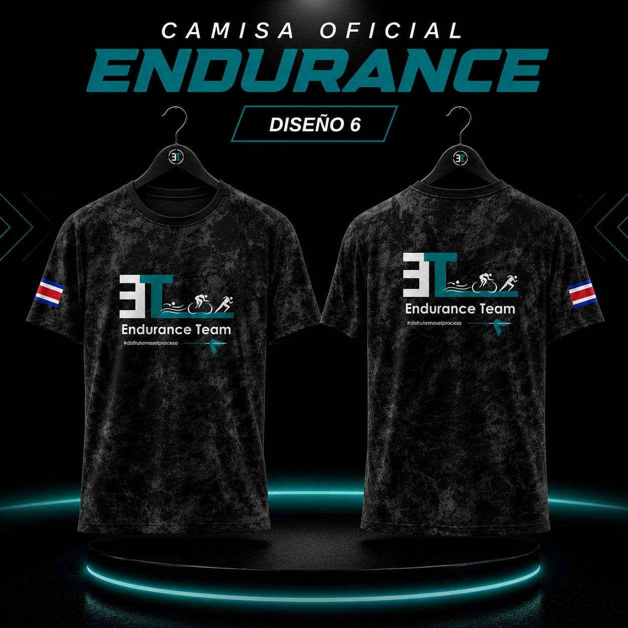 Camisa Endurance Team, Diseño 6, negro con textura jaspeada