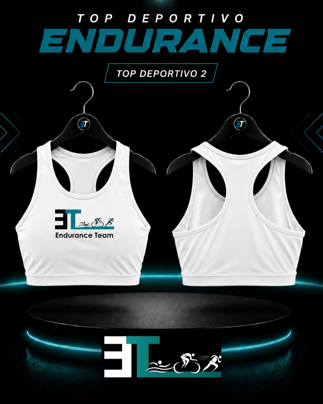 Top deportivo Endurance Team, blanco, espalda racerback